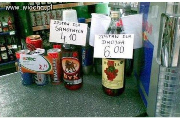Sklep abc promuje dwa zestawy...