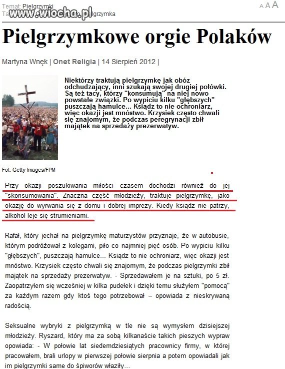 Pielgrzymki to...pijaństwo i orgie...