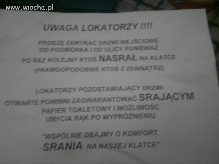 Uwaga lokatorzy