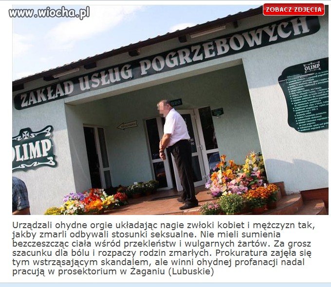 W zakładzie pogrzebowym urządzali orgie.