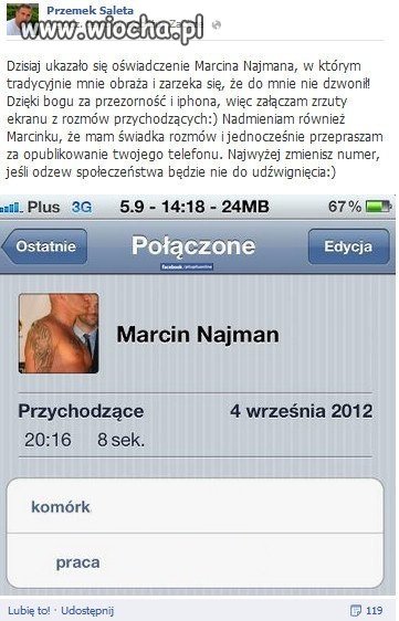 A Najman cały czas szuka okazji do walki...