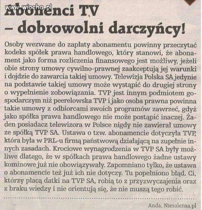 Warto przeczytać ... TVP ...