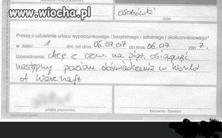 Wniosek o urlop