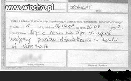 Wniosek o urlop