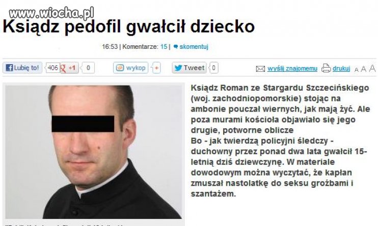 Ksiądz pedofil gwałcił dziecko 