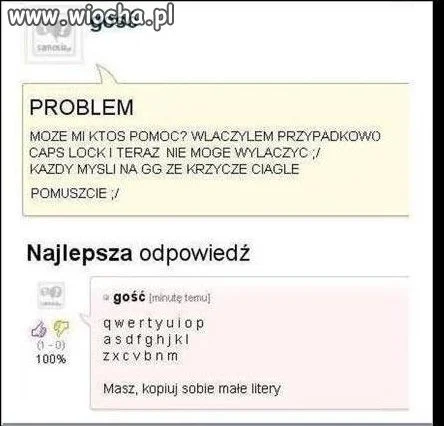 Problem z caps lock 