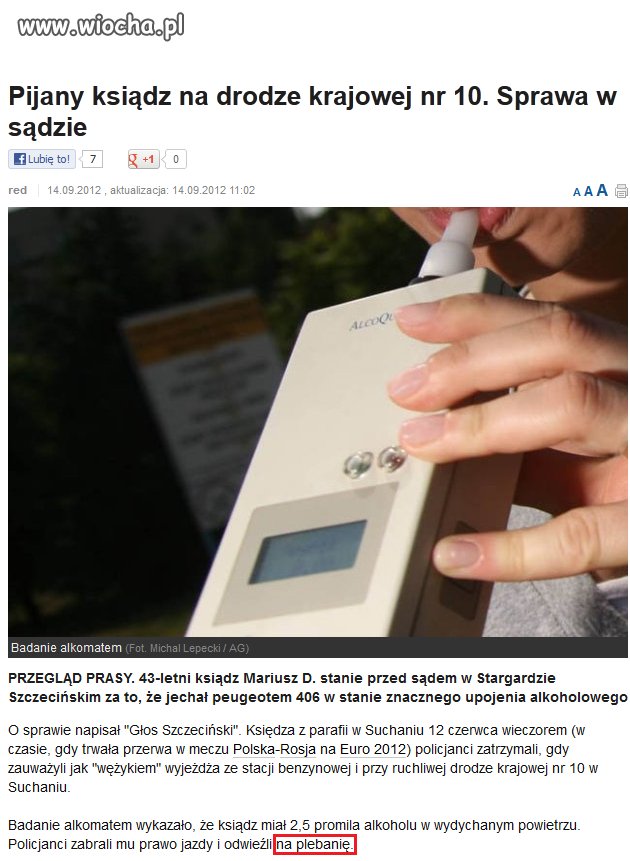 Pijany ksiądz za kierownicą