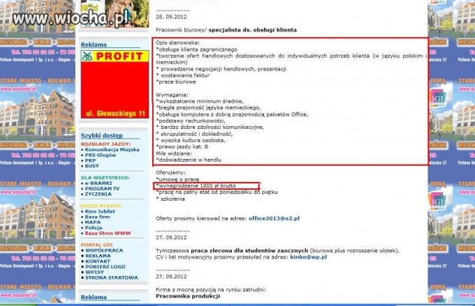 Oferta pracy - prawie żadne wymagania