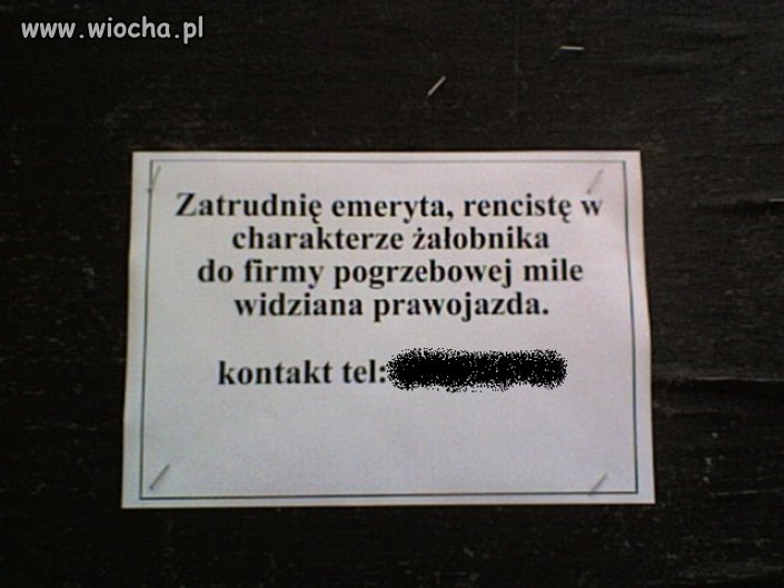 Ogłoszenie o pracę 
