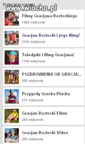 Kanały Gracjana na Youtube