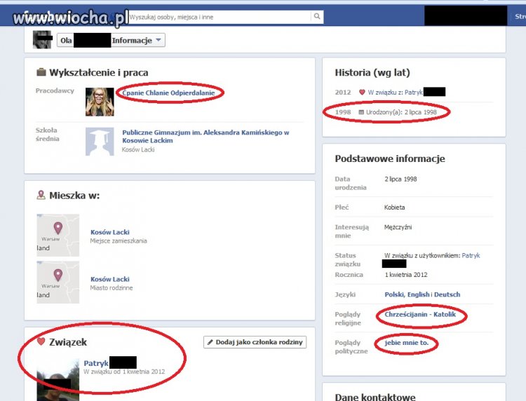 Profil FB pewnej gówniary jak dla mnie wiocha...