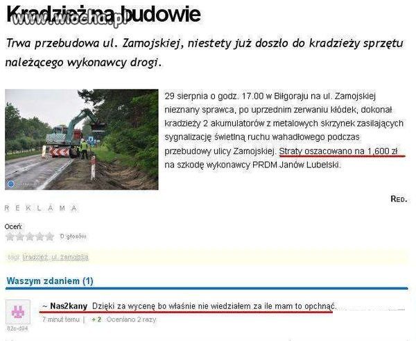 Kradzież na budowie