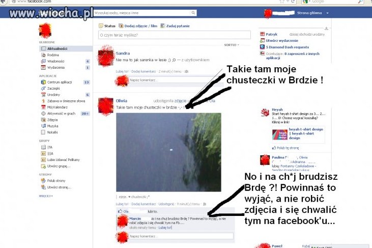 Chwalenie się chusteczkami w Brdzie na fejsie...