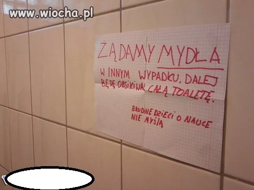 Brak mydła w szkołach...