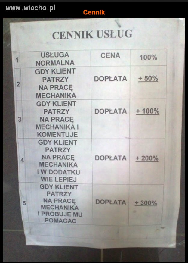 Taki tam cennik