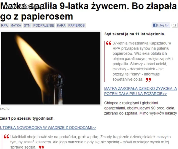 Matka spaliła 9-latka żywcem...