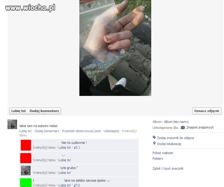 Chwalić się zielskiem na fejsie  dla mnie wiocha