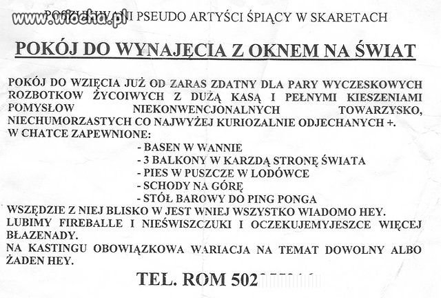 Wynajem pokoju