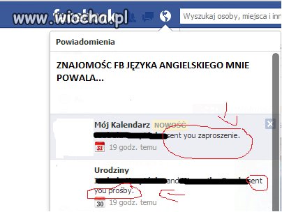 Facebook i język angielski...