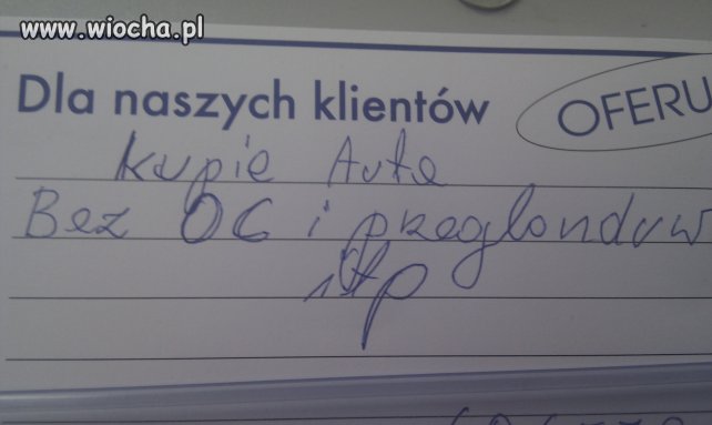 Nie potrzeba przeglONdUw, nie potrzeba OC