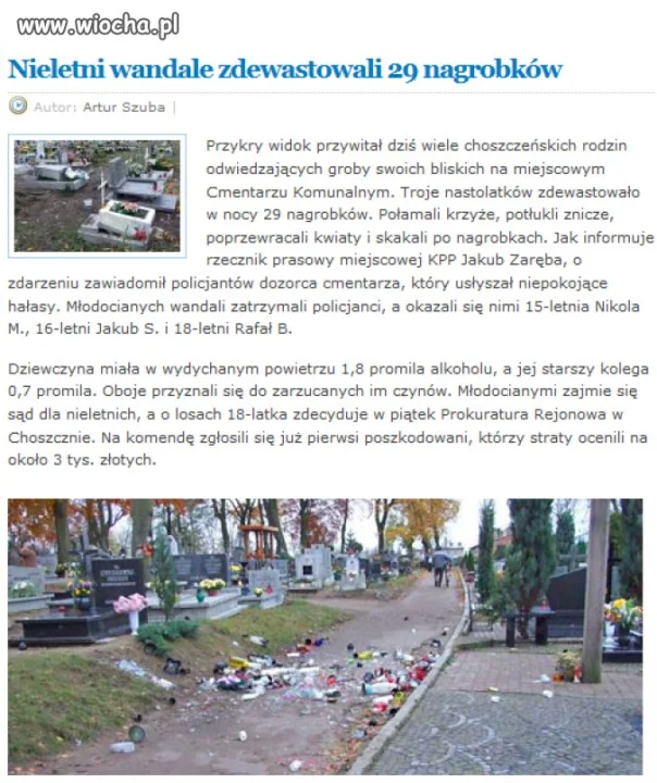 Młodociani wandale