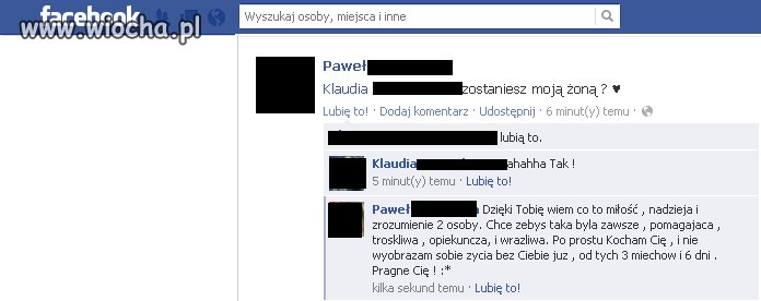 Zaręczyny przez fejsa ..