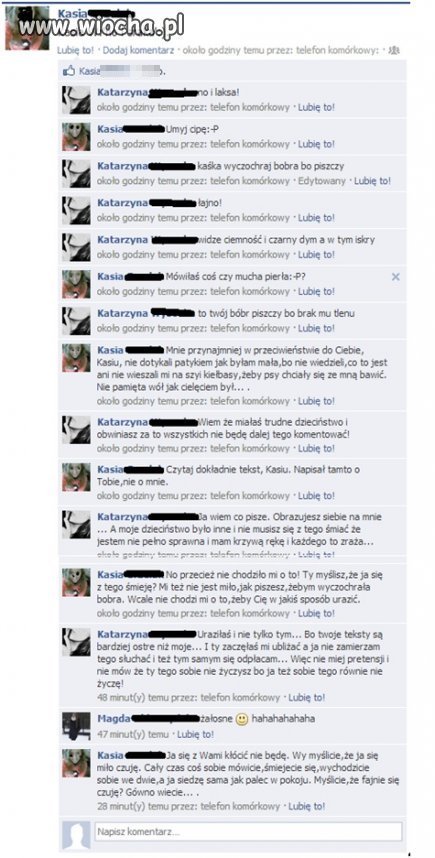 Publiczne wyzywanie się na fb - wiocha