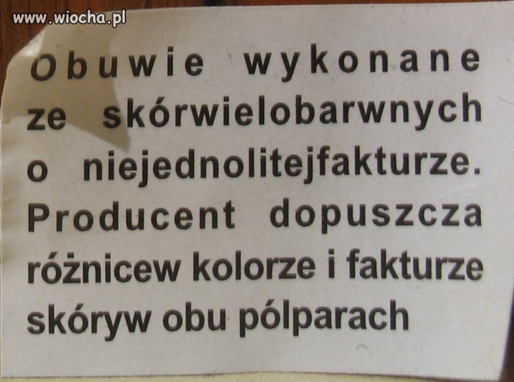 Informacja na obuwiu