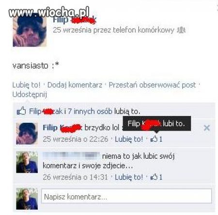 Sam sobie wysyła buziaczki.. Lubi swoje zdjęcia...