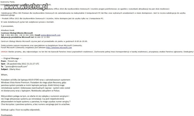 Centrum obsługi klienta w microsoft