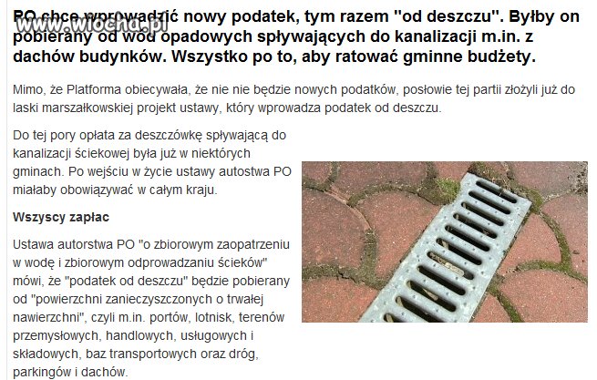 Nowy podatek "od deszczu"