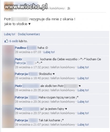 Miłość XXI w. Z miłości do Niej nie sika.