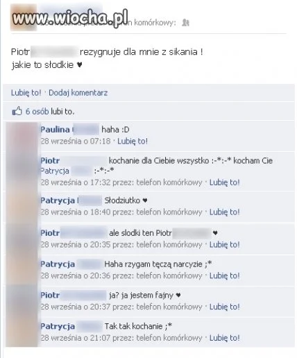 Miłość XXI w. Z miłości do Niej nie sika.