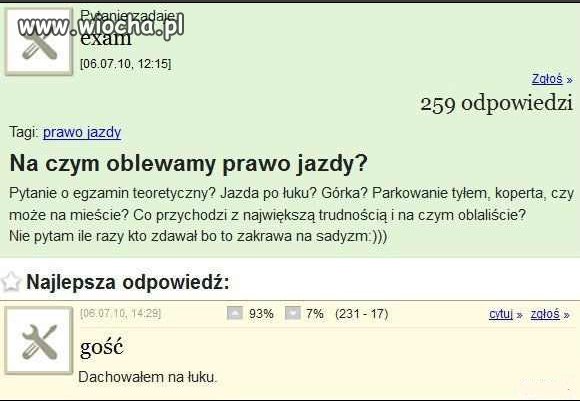 Na czym oblaliście pierwszy egzamin?