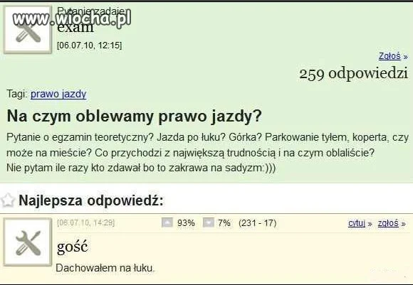 Na czym oblaliście pierwszy egzamin?
