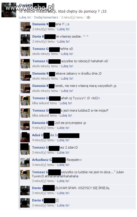 Każdy pisze co robi w danej chwili na fb