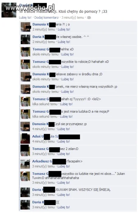 Każdy pisze co robi w danej chwili na fb