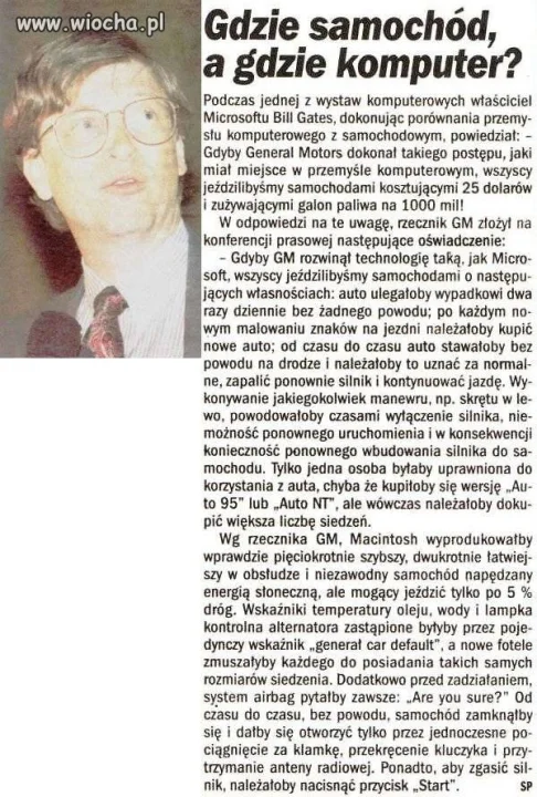 Gdzie samochód, a gdzie komputer ?