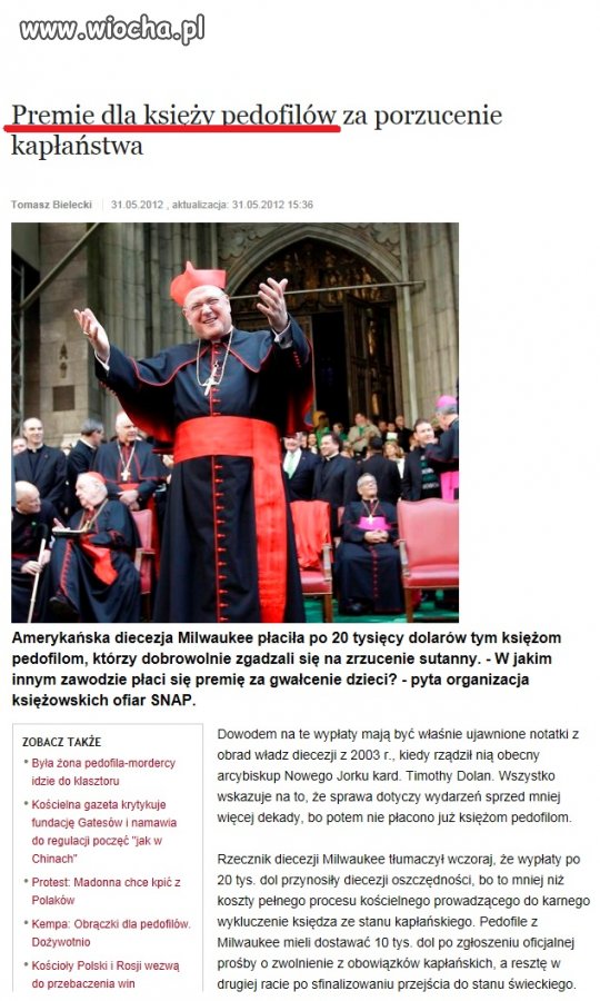 Premia ...za gwałcenie dzieci...po 20tyś $
