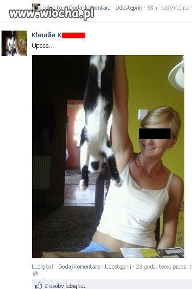 Idiotka z fejsa męcząca kota...