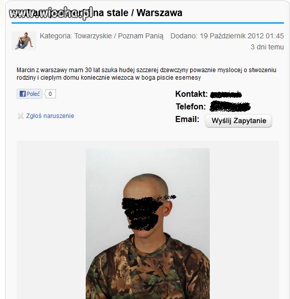 Ogłoszenie towarzyskie
