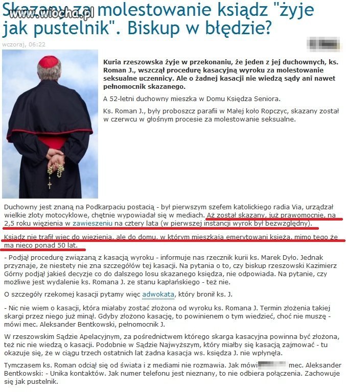 Pedofil na wolności???...tak...wystarczy koloratka