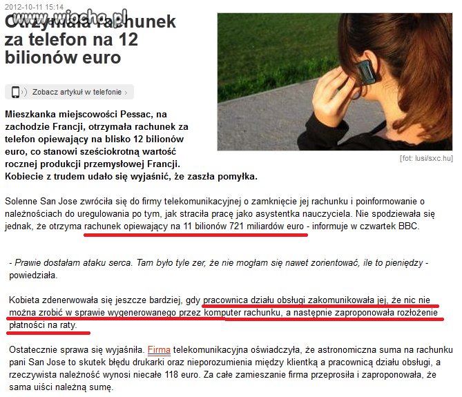 Firma telekomunikacyjna wystawiła rachunek...