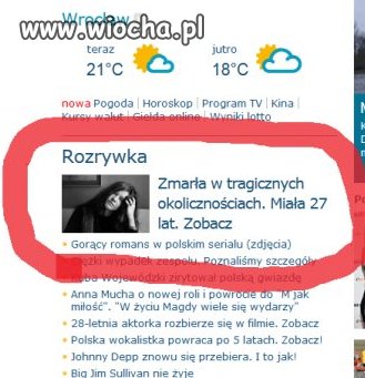 Zmarła dla rozrywki...