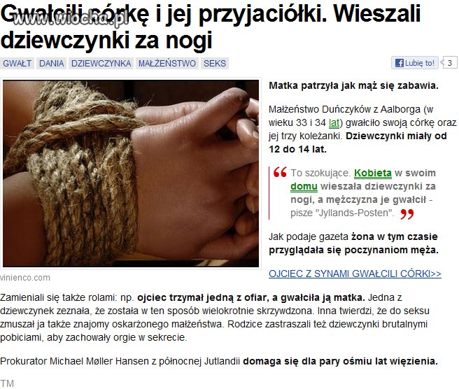 Mąż i żona Gwałcili córkę i trzy małe dziewczynki.