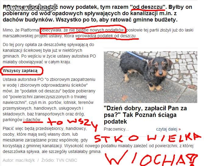Podatek za deszcz!!! Wiocha.pl przez duże "W"