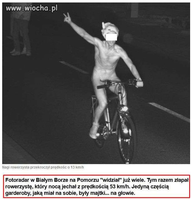 Fotoradar złapał rowerzystę który...
