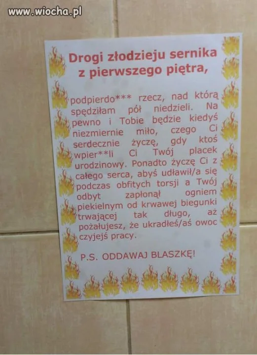 Drogi złodzieju sernika...