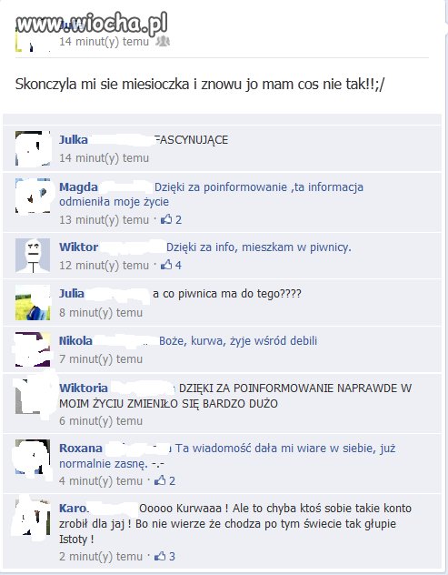 Ma 14 lat, i powody do postów na Facebook'u