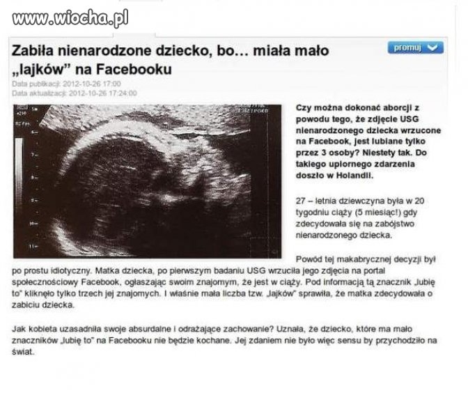 Zabiła dziecko, bo miało mało "lajków"